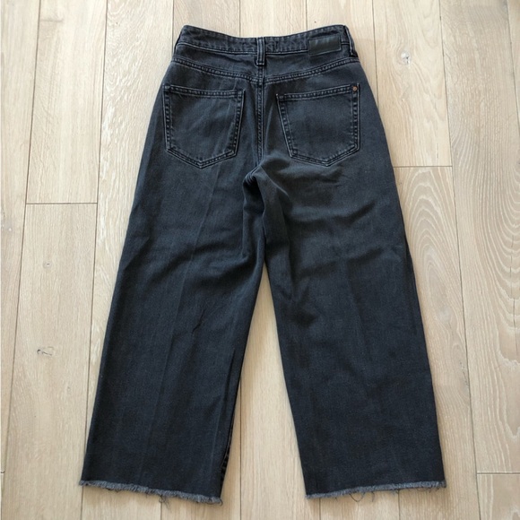 Mavi Wide Leg Cropped Raw Hem Black Jeans Size 24 - Picture 4 of 14